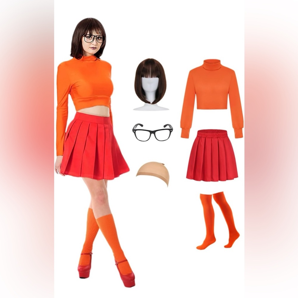 Chic Orange and Red Skirt Set